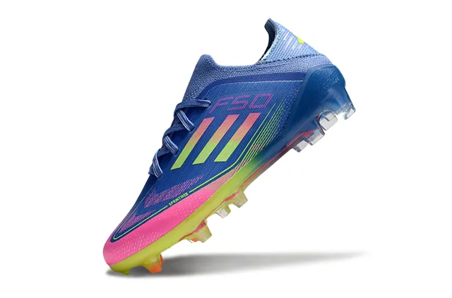 Adidas F50 Blue Multicolor Low-Cut Knit Upper Sprintweb Cage Overlay Firm-Ground Soccer Shoes 13