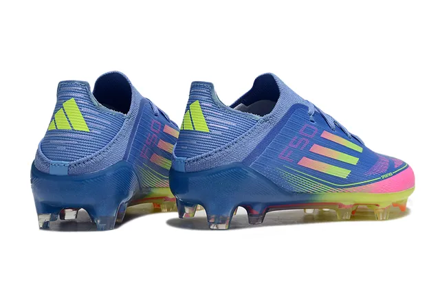 Adidas F50 Blue Multicolor Low-Cut Knit Upper Sprintweb Cage Overlay Firm-Ground Soccer Shoes 14