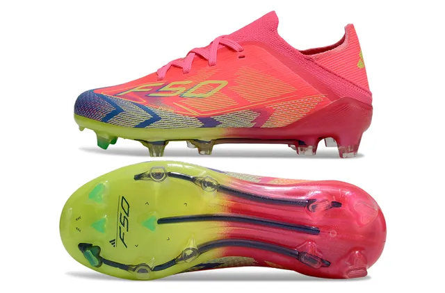 Adidas F50 Blue Multicolor Low-Cut Knit Upper Sprintweb Cage Overlay Firm-Ground Soccer Shoes 16