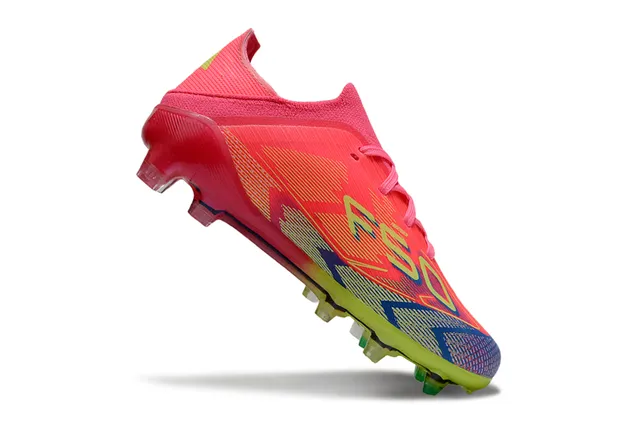 Adidas F50 Blue Multicolor Low-Cut Knit Upper Sprintweb Cage Overlay Firm-Ground Soccer Shoes 18