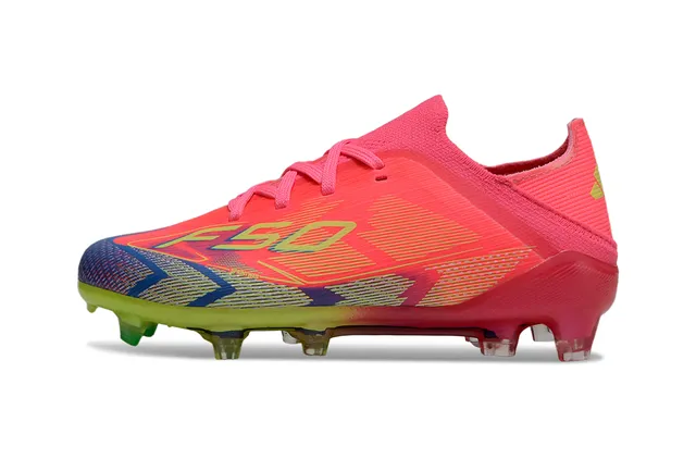 Adidas F50 Blue Multicolor Low-Cut Knit Upper Sprintweb Cage Overlay Firm-Ground Soccer Shoes 19