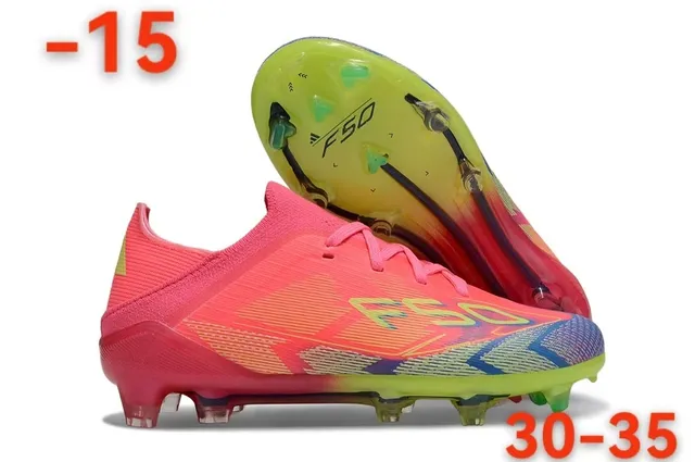 Adidas F50 Blue Multicolor Low-Cut Knit Upper Sprintweb Cage Overlay Firm-Ground Soccer Shoes 21