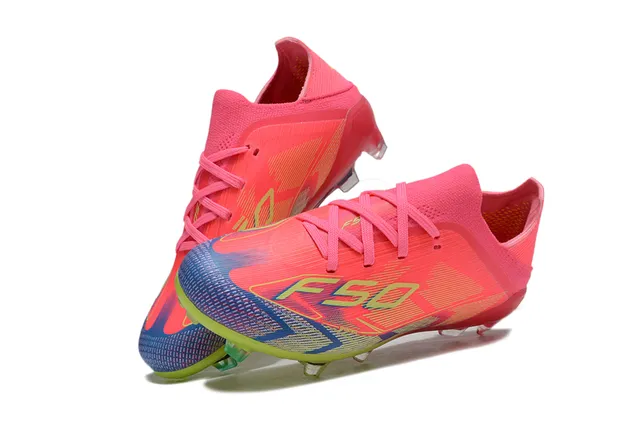 Adidas F50 Blue Multicolor Low-Cut Knit Upper Sprintweb Cage Overlay Firm-Ground Soccer Shoes 23