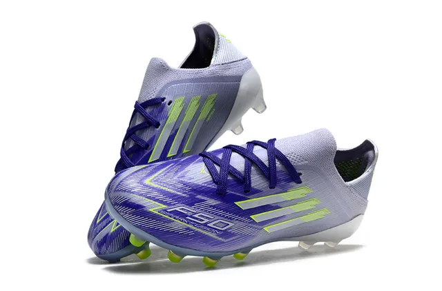 Adidas F50 Blue Multicolor Low-Cut Knit Upper Sprintweb Cage Overlay Firm-Ground Soccer Shoes 24