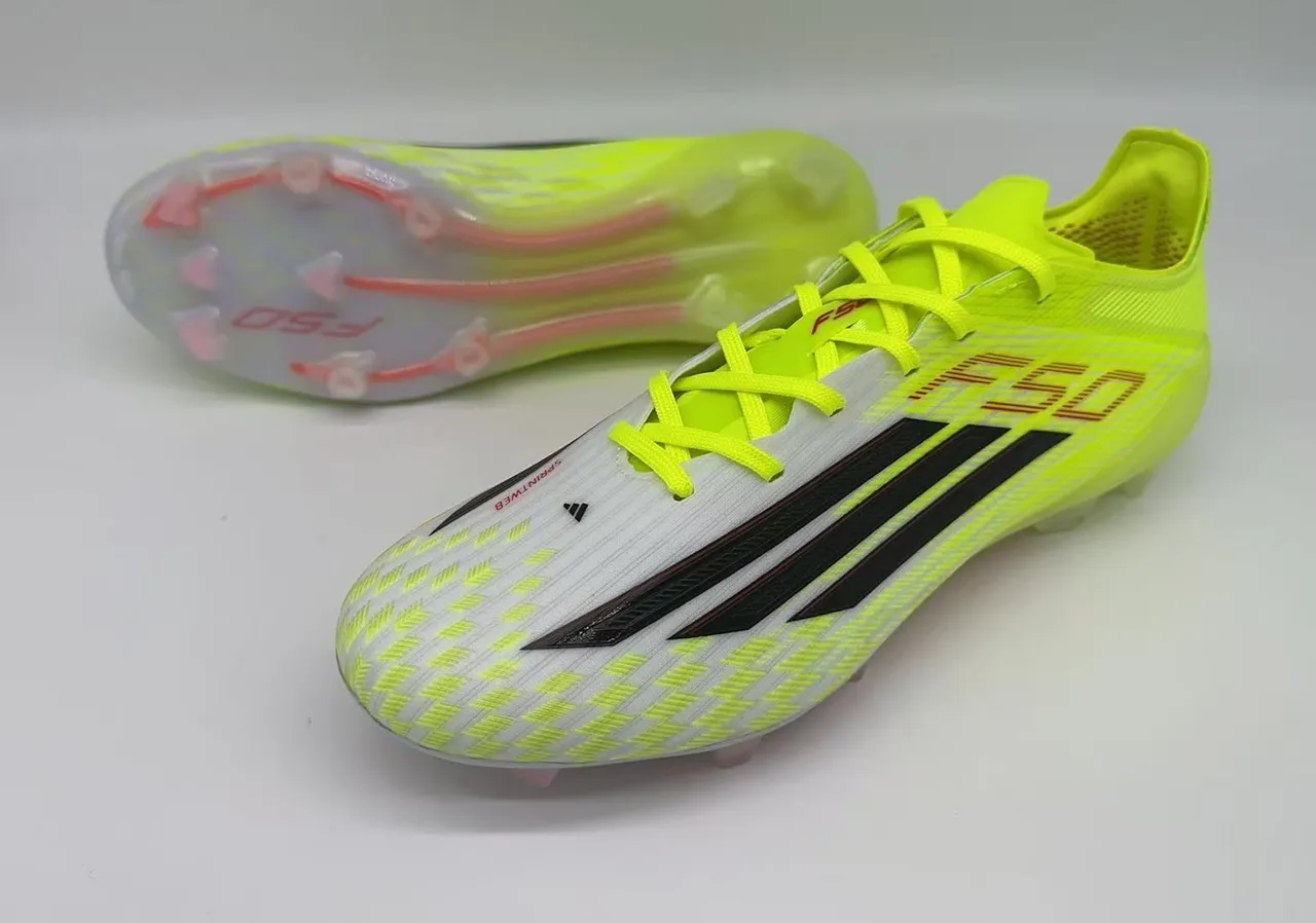 Adidas F50 Neon Yellow White Black Firm-Ground Soccer Shoes 12
