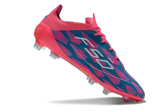 Adidas F50 Pink Blue Low-Cut Sock-Fit Upper Firm-Ground Soccer Shoes 2