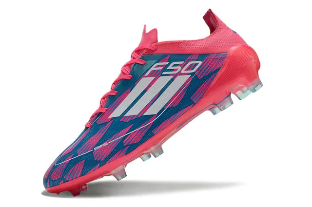 Adidas F50 Pink Blue Low-Cut Sock-Fit Upper Firm-Ground Soccer Shoes 3