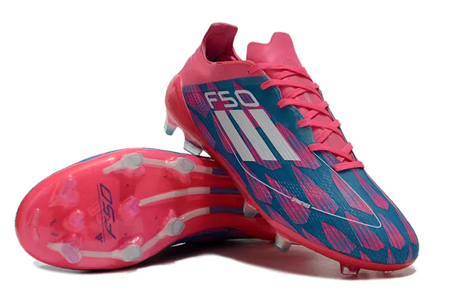 Adidas F50 Pink Blue Low-Cut Sock-Fit Upper Firm-Ground Soccer Shoes 4