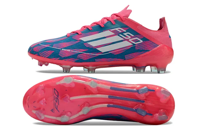 Adidas F50 Pink Blue Low-Cut Sock-Fit Upper Firm-Ground Soccer Shoes 6