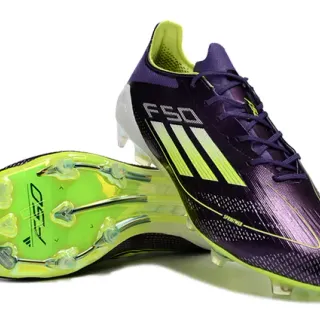 Adidas F50 Purple Yellow Low-Cut Collar Sprintweb Mesh Upper Firm-Ground Soccer Shoes