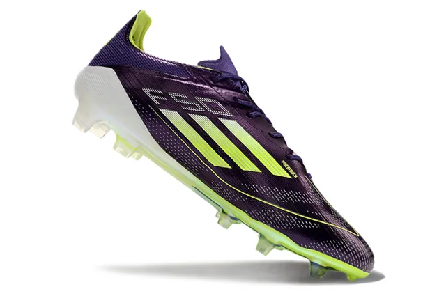 Adidas F50 Purple Yellow Low-Cut Collar Sprintweb Mesh Upper Firm-Ground Soccer Shoes 2