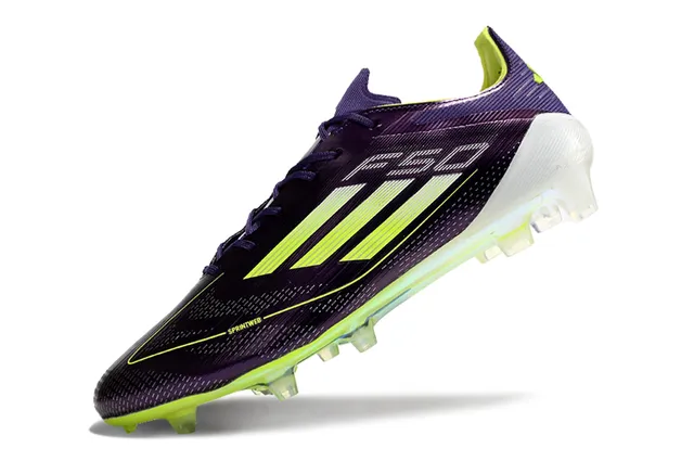 Adidas F50 Purple Yellow Low-Cut Collar Sprintweb Mesh Upper Firm-Ground Soccer Shoes 3