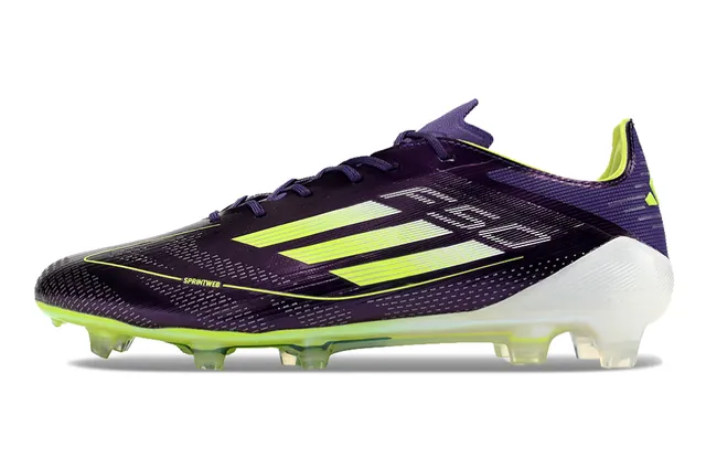 Adidas F50 Purple Yellow Low-Cut Collar Sprintweb Mesh Upper Firm-Ground Soccer Shoes 6