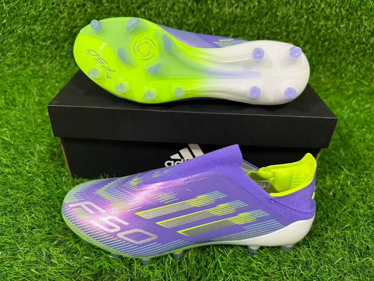 Adidas F50 Violet Jaune Col de Chaussette Tige Iridescente Firm-Ground Chaussures de Football 2