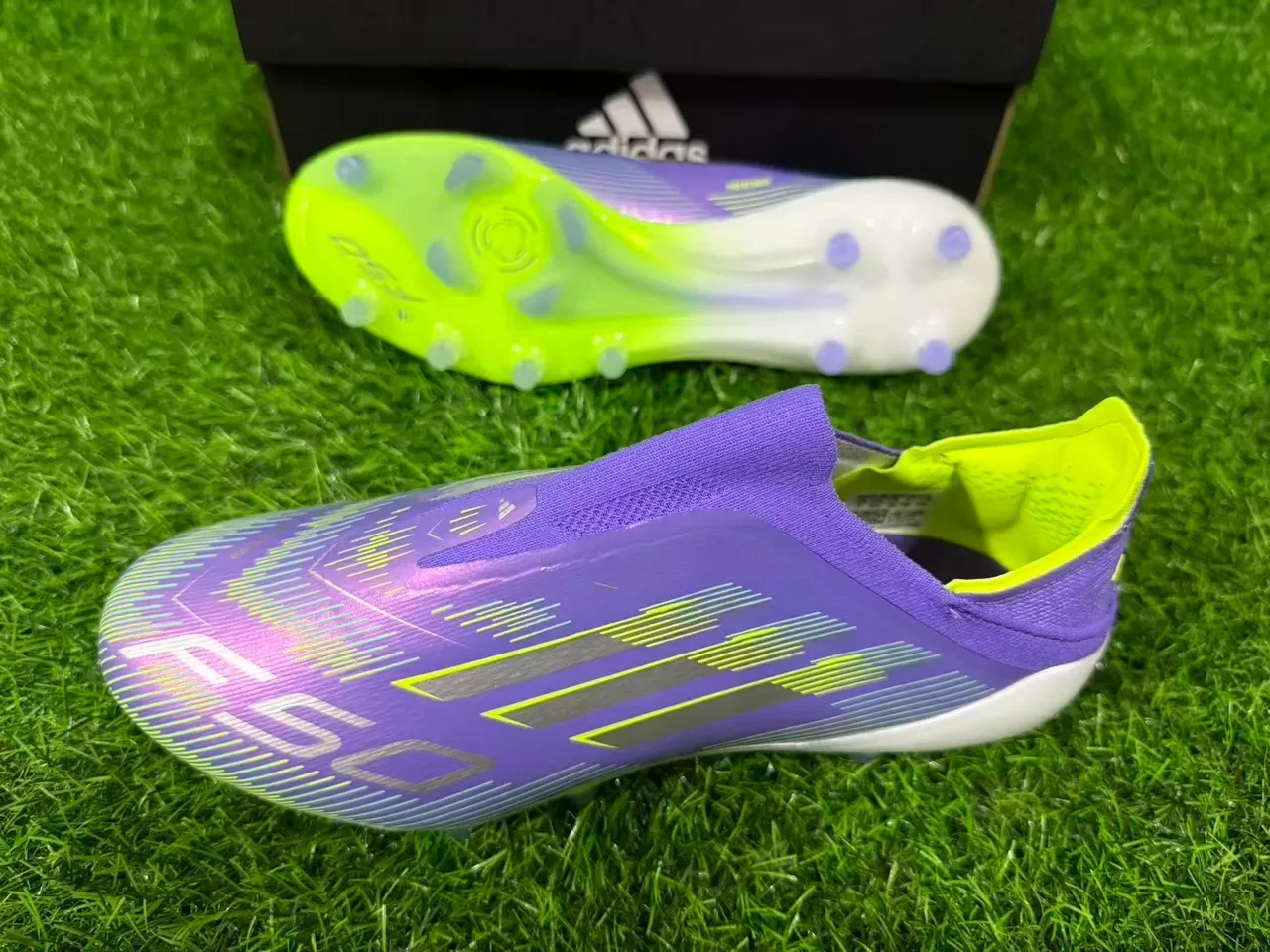 Adidas F50 Violet Jaune Col de Chaussette Tige Iridescente Firm-Ground Chaussures de Football 6