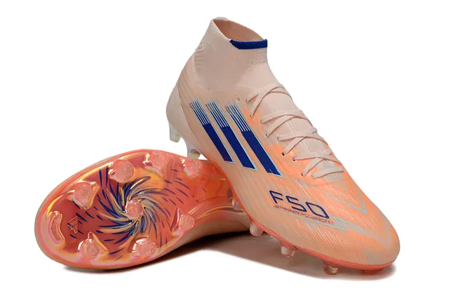 Adidas F50 Sparkle Fusion Beige Orange Blue أحذية كرة القدم للأرض الصلبة 4