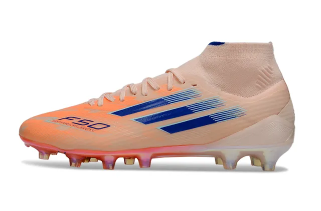 Adidas F50 Sparkle Fusion Beige Orange Blue أحذية كرة القدم للأرض الصلبة 7