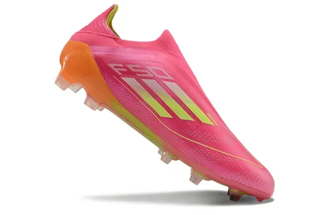Adidas F50 Speedflow Chaussures de football rose néon jaune pour terrain ferme 2