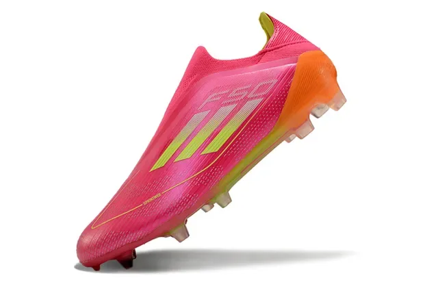 Adidas F50 Speedflow Chaussures de football rose néon jaune pour terrain ferme 3