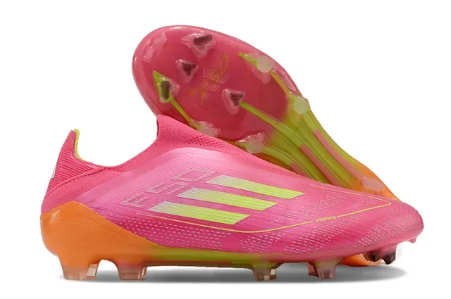 Adidas F50 Speedflow Chaussures de football rose néon jaune pour terrain ferme 5