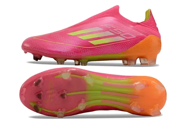 Adidas F50 Speedflow Chaussures de football rose néon jaune pour terrain ferme 6