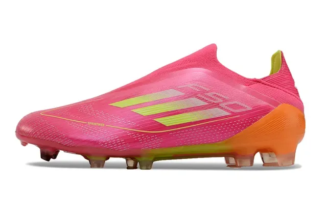 Adidas F50 Speedflow Chaussures de football rose néon jaune pour terrain ferme 7