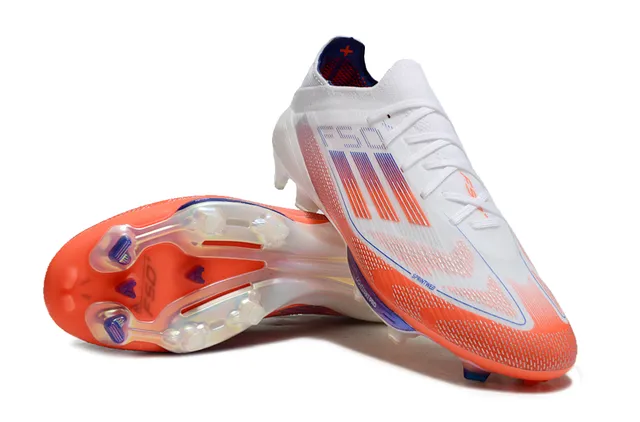 Adidas F50 White Orange Lightweight Knit Upper Sprintweb Cage Overlay Firm-Ground Soccer Shoes 4