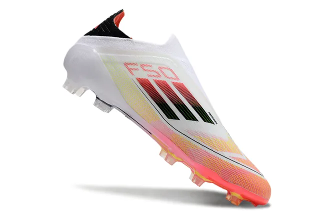 Adidas F50 Blanco Rosa Bajo Corte Ajuste Calcetín Parte Superior Translucida Suela Campo Firme Zapatos de Fútbol 2