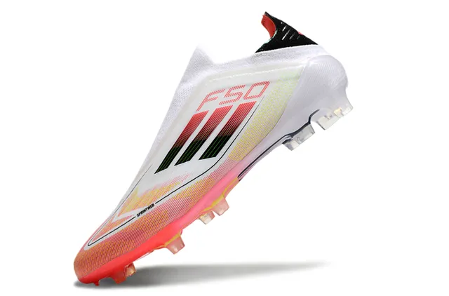 Adidas F50 Blanco Rosa Bajo Corte Ajuste Calcetín Parte Superior Translucida Suela Campo Firme Zapatos de Fútbol 3