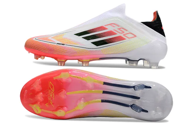 Adidas F50 Blanco Rosa Bajo Corte Ajuste Calcetín Parte Superior Translucida Suela Campo Firme Zapatos de Fútbol 6