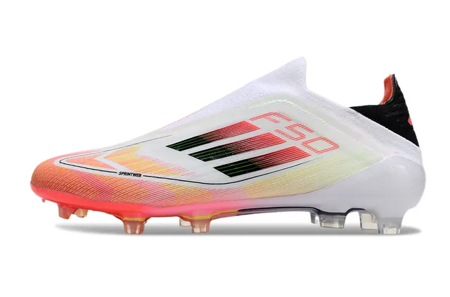 Adidas F50 Blanco Rosa Bajo Corte Ajuste Calcetín Parte Superior Translucida Suela Campo Firme Zapatos de Fútbol 7