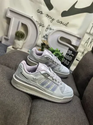 Adidas Forum Gray Pink Low-Top Perforated Toe Lifestyle Sneakers 9