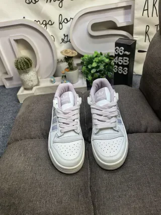 Adidas Forum Gray Pink Low-Top Perforated Toe Lifestyle Sneakers 10