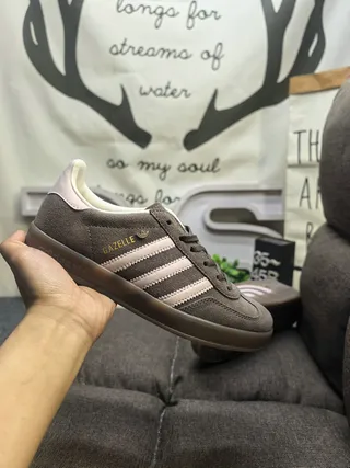 Adidas Gazelle Dark Gray and Pink Lifestyle Sneakers 5