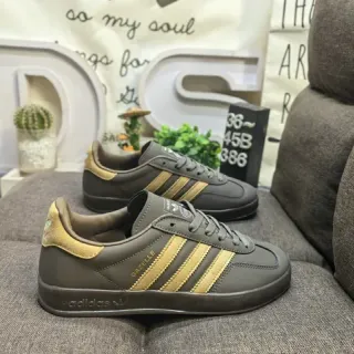 Adidas Gazelle Olive Gray and Gold Lifestyle Sneakers