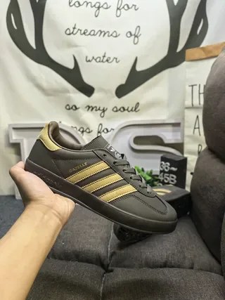 Adidas Gazelle Olive Gray and Gold Lifestyle Sneakers 5
