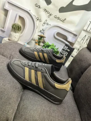 Adidas Gazelle Olive Gray and Gold Lifestyle Sneakers 7