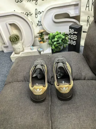 Adidas Gazelle Olive Gray and Gold Lifestyle Sneakers 8