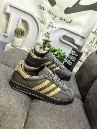 Adidas Gazelle Olive Gray and Gold Lifestyle Sneakers 9