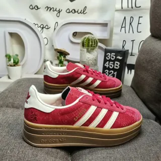 Adidas Gazelle Red Suede Platform Lifestyle Sneakers