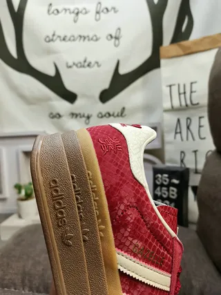 Adidas Gazelle Red Suede Platform Lifestyle Sneakers 3
