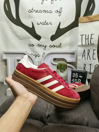 Adidas Gazelle Red Suede Platform Lifestyle Sneakers 5