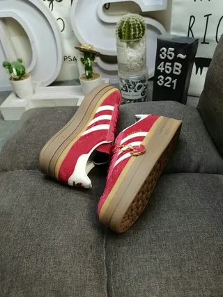 Adidas Gazelle Red Suede Platform Lifestyle Sneakers 6