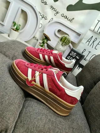 Adidas Gazelle Red Suede Platform Lifestyle Sneakers 7