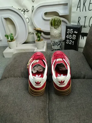 Adidas Gazelle Red Suede Platform Lifestyle Sneakers 8