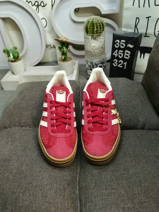 Adidas Gazelle Red Suede Platform Lifestyle Sneakers 10