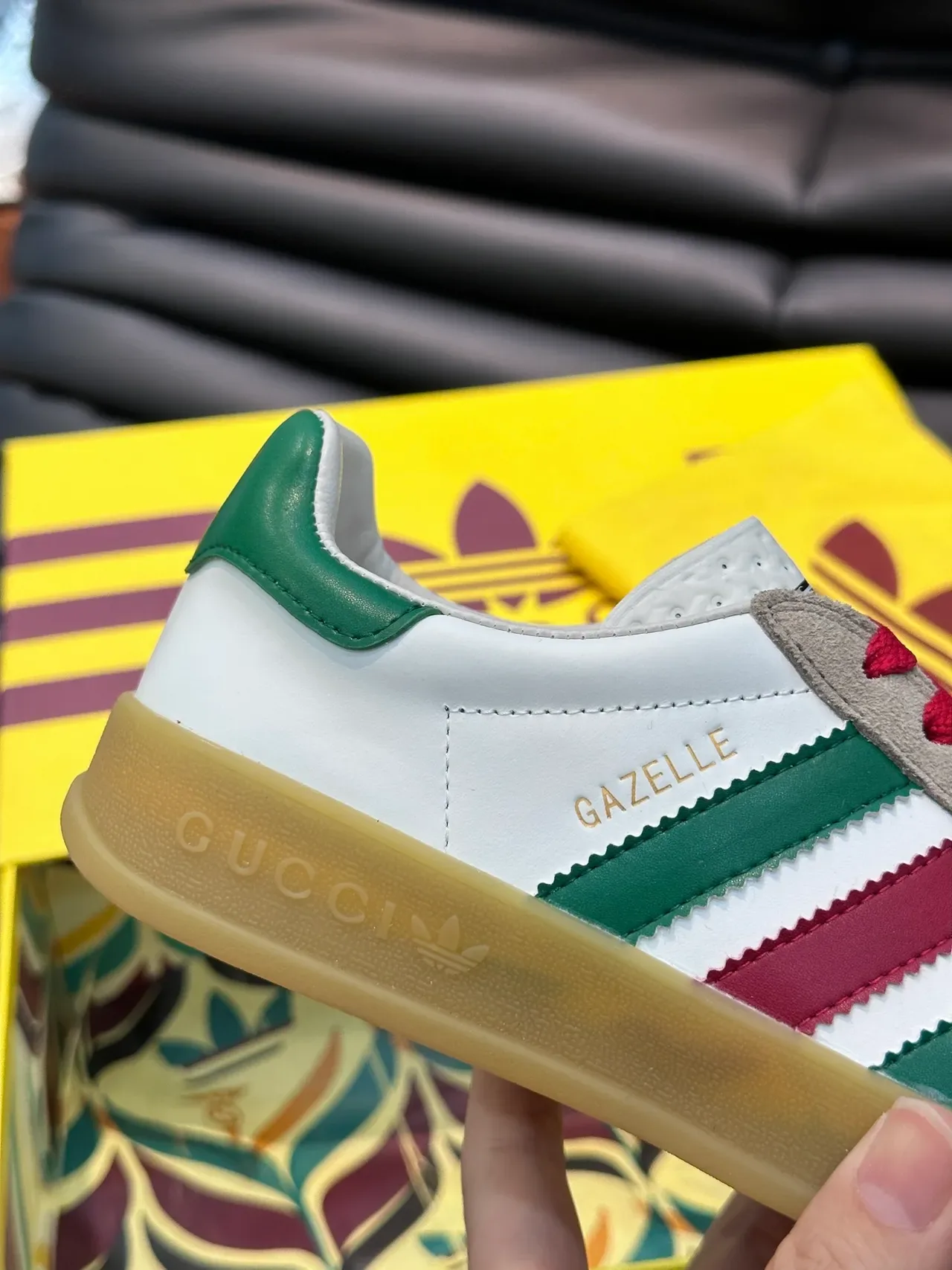 Adidas Gazelle White Green Red Suede Lifestyle Sneakers 3
