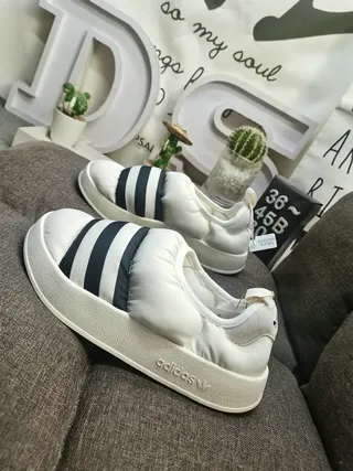 Adidas Gray and Mint Green Quilted Slip-On Casual Shoes 7