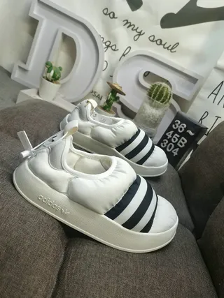 Adidas Gray and Mint Green Quilted Slip-On Casual Shoes 9