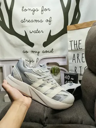 Adidas Gray Beige Mesh And Suede Hybrid Upper Sculpted Chunky Midsole Lifestyle Sneakers 5